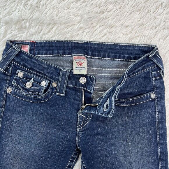 True Religion‎ Becky Women's Jeans Denim Flap Pocket White Boot Cut size 27 USA - Picture 6 of 16